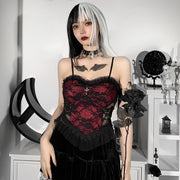 Dark Wind European And American Halloween New Lace Mesh Halter Top