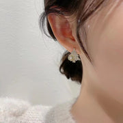 Rotatable Christmas Tree Earrings Shiny Rhinestone Snowflake Stud Earring New Year Xmas Festival Ear Jewelry Gifts Autumn And Winter