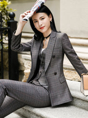 Plaid Business Suit Women's Formal Suit Work Clothes