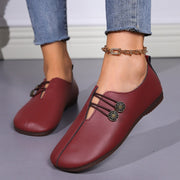 Casual Square Toe Flats Shoes Fashion Slip-on Button Loafers Women Shoes