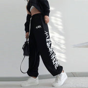 Womens Bottoms Black Drawstring Printing Sweatpants 4