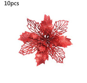 Glitter Artificial Christmas Flowers Christmas Tree Decorations For Home Fake Flowers Xmas Ornaments New Year Decoration