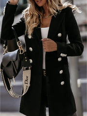 Long-sleeve Blazer-collar Double-breasted Nizi Coat