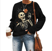 Female Halloween Printed Crew Neck Sweatshirt