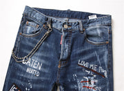 men jeans famous D2 Men slim jeans pants men's denim trousers zipper blue hole Pencil Pants