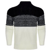 Men's Casual Color Block Long Sleeve Cable Knit Pullover Sweater