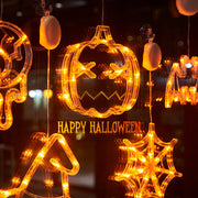 Halloween Window Hanging LED Lights Spider Pumpkin Hanging Ghost Horror Atmosphere Lights Holiday Party Decorative Lights Home