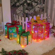 Lighted Up Outdoor Christmas Decorations Luminous Christmas Gift Box With Bow For Holiday Christmas Tree