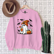 Women's Sweatshirt Halloween Ghost Pumpkin Bat Print Pullover