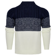 Men's Casual Color Block Long Sleeve Cable Knit Pullover Sweater