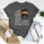 I LIKE MURDER SHOWS Halloween Skull Teenage Leisure T-shirt