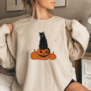 Halloween Evil Pumpkin Head Print Sweatshirt