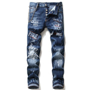 men jeans famous D2 Men slim jeans pants men's denim trousers zipper blue hole Pencil Pants