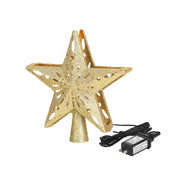 Christmas Tree Topper Star Lighted 3D Glitter Silver Snow Tree Toppers Snowflake Projector New Year Home Decoration