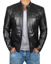 European And American Men's Leather Jacket Male Youth Stand Up Collar