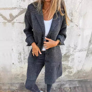 Lapel Single Breasted Cardigan With Pockets Fashion Color Solid Mid-Length Outwear Coat Women's Clothing