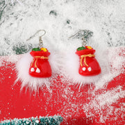 Winter Snowflake Hair Ball Earrings Ins Cute Christmas Elk Santa Claus Stock Element Earrings Women Jewelry