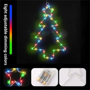 Wrought Iron Christmas Tree Shaped Lantern Festival LED Christmas Garland String Lights Fairy Curtain Light For Home Party Decoration