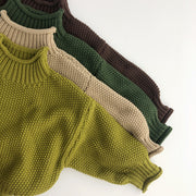 Kids' Sweater Autumn Winter Retro Knitted Turtleneck Pullover