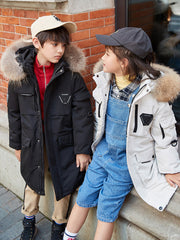 Children's Down Jacket Boys' Mid-length Thickening Plus Size Fur Collar Coat