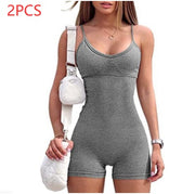 Spaghetti Strap Shorts Jumpsuit Sports Yoga Workout Tight Romper Women Fashion Fitness Sportwear